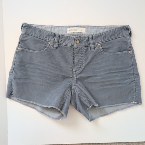 Carve Designs Corduroy Shorts Size 6 Blue Gray Cut Offs Fringe Cotton - Picture 2 of 7